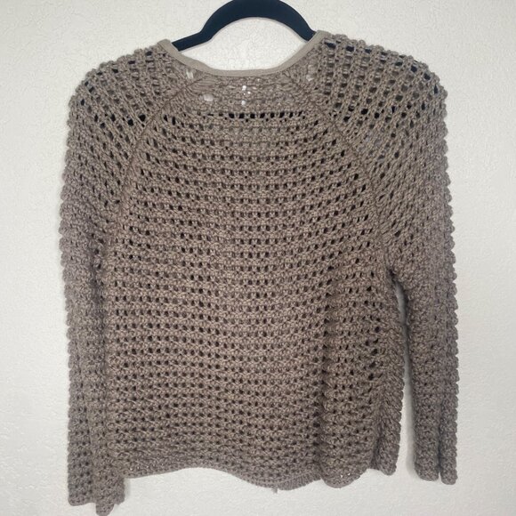 Chicos Chunky Knit Cardigan Sweater Womens M Beige Neutral Granny Cottagecore - Picture 2 of 8